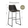 FURNIinspire Counter And Bar Stools Armless Faux Leather Barstools With Metal Legs And Footrest, Dining Chairs For Kitchen, Black, 20"*19"*39" - 3 of 4