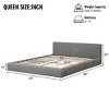 Upholstered Platform Bed Frame with Faux Leather, Low Profile King Bed with Slats, Modern Gray Bed for Bedroom or Guest Room-The Pop Home - 3 of 4