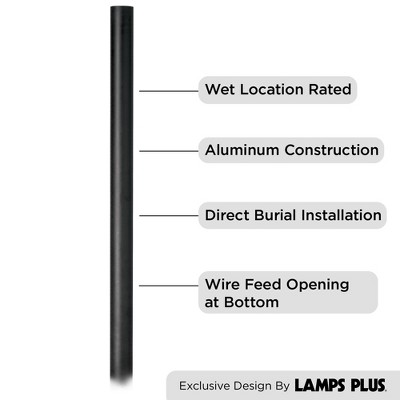 Modern Black Cast Aluminum Outdoor Light Post Pole, 84"