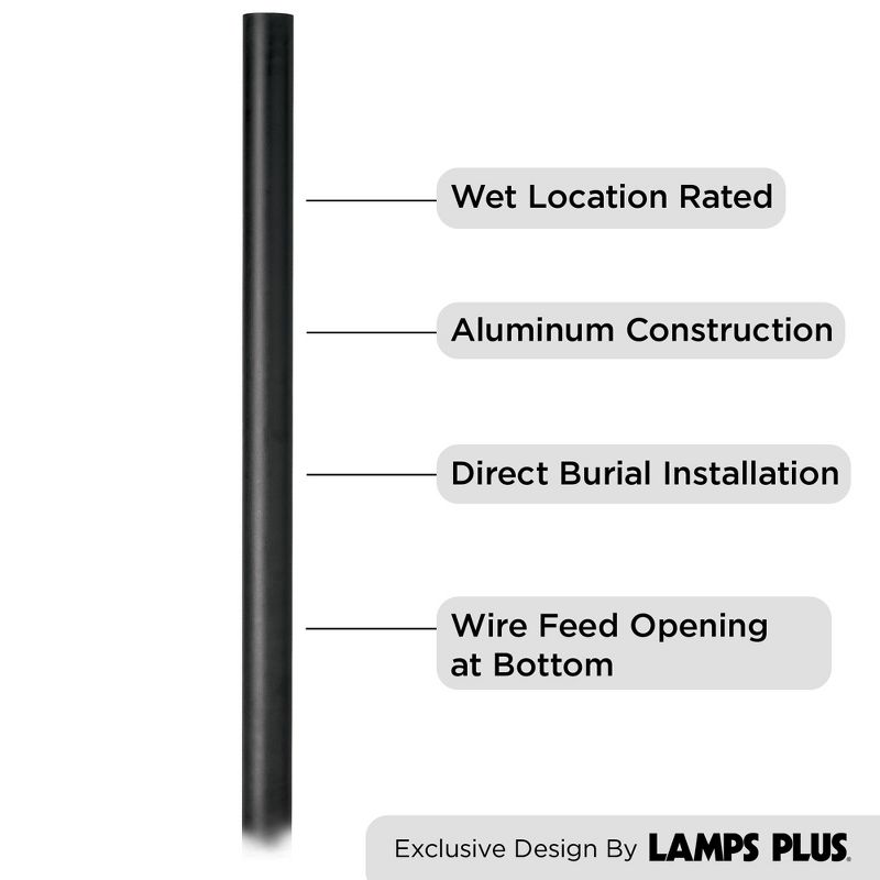 John Timberland Modern Outdoor Direct Burial Post Light Pole Black Cast Aluminum 84" for Post Garden Yard, 2 of 6