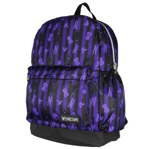 Wednesday Addams Backpack Nevermore Academy Dress And Cello All-Over Tossed Print School Travel Tote Book Bag - 1 of 4