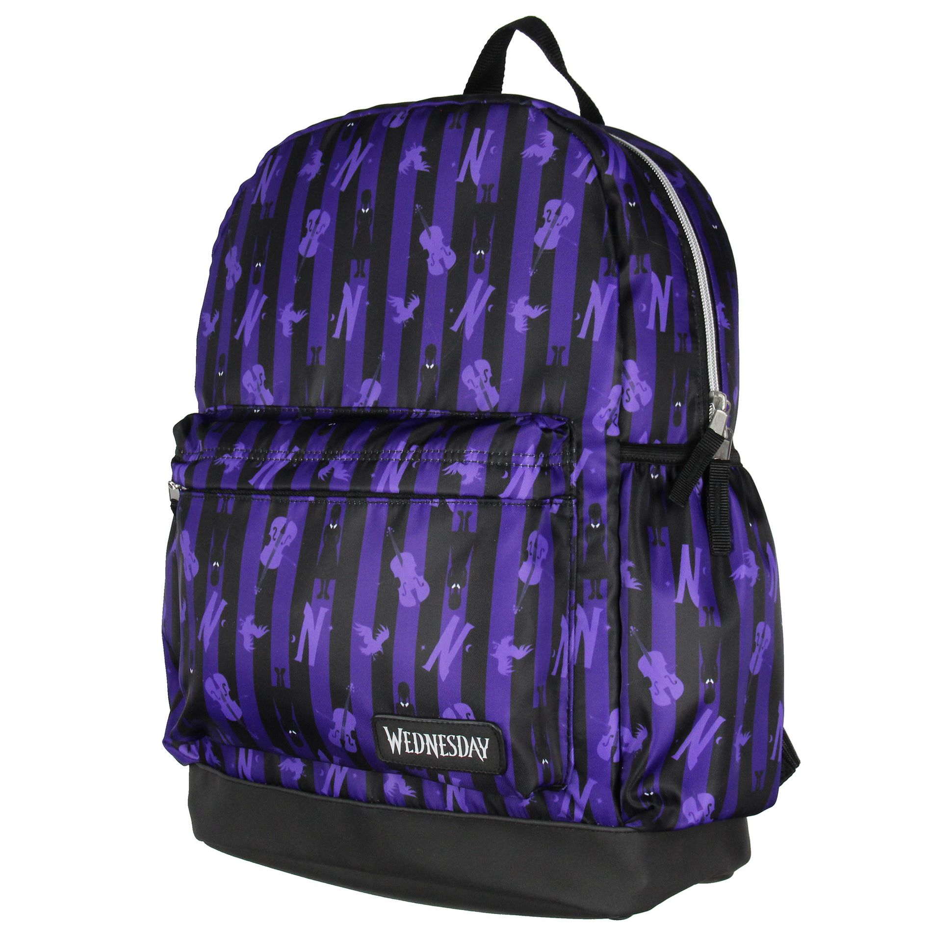 Wednesday Addams Backpack Nevermore Academy Dress And Cello All-Over Tossed Print School Travel Tote Book Bag