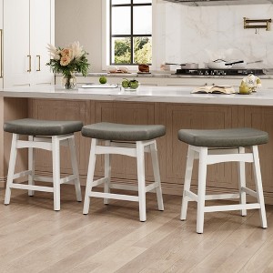 Captiva Designs 24 inch Height Bar Stool with Padded Seat & Solid Wood Frame & Footrest - 1 of 4