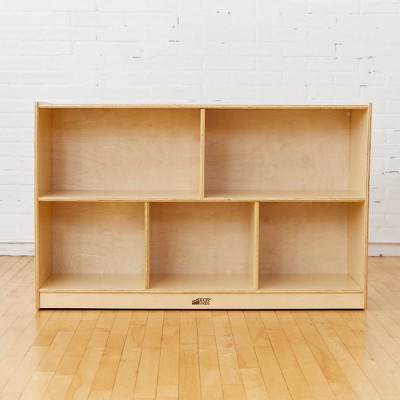 Birch Harmony 5-Compartment Mobile Storage Cabinet in Natural Finish