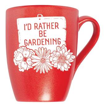 Elanze Designs I'D Rather Be Gardening Crimson Red 10 ounce New Bone China Coffee Cup Mug