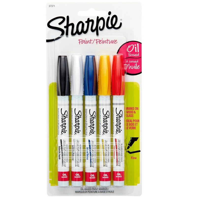 Sharpie Oil-Based Paint Marker, Fine Tip, Assorted Colors, Set of 5, 1 of 5
