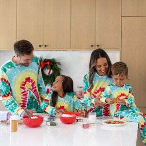 PATPAT Family Matching Christmas Pajamas, Tie Dye Pjs Sets with Snowman & Gingerbread, Includes Plaid Socks for Family - 1 of 4