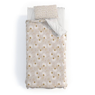 Deny Designs Menina Lisboa Pastel Spring Daisies Duvet Cover Bedding Set White