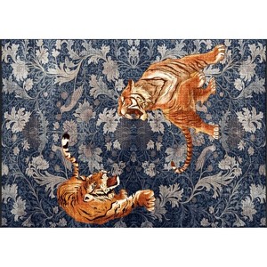 TROPOW Tiger Washable Rugs Area Rugs for Living Room, Soft Large Vintage Rug, Botanical Non Slip Ultra Thin Floor Carpet - 1 of 1