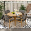 Tangkula Outdoor Rattan Chair Set of 4 Patio PE Wicker Dining Chairs w/ Sturdy Acacia Wood Frame - 2 of 4