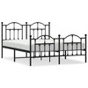 vidaXL Metal Bed Frame with Headboard and Footboard Black 53.1 in.x74.8 in. - 2 of 4