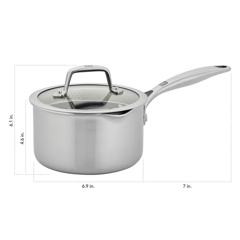 ZWILLING Energy Plus 2-qt Stainless Steel Ceramic Nonstick Tall Saucepan, 3 of 8