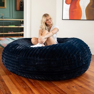 Jaxx Cocoon Bean Bag Bed for Adults - 2-in-1 Giant Bean Bag Sleeper and Convertible Lounger - Made in the USA - 7 Foot, Mondo Fur - 1 of 3