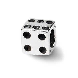 Black Bow Jewelry Sterling Silver Lucky Dice Bead Charm - 1 of 3