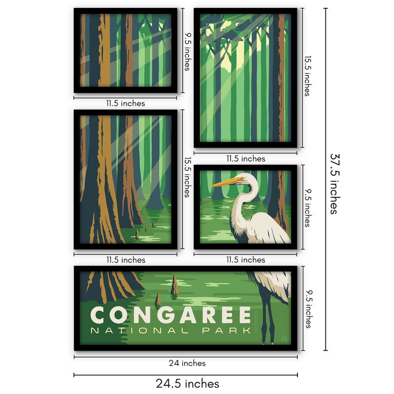 Americanflat Congaree National Park Great Egret 5 Piece Grid Wall Art Room Decor Set - botanical Animal Modern Home Decor Wall Prints, 3 of 6