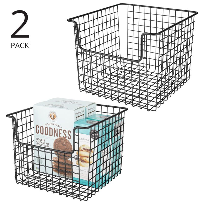 mDesign Metal Open Front Kitchen Food Storage Basket, 2 Pack, 2 of 9