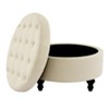 GustoWave Round Storage Ottoman, Modern Button Tufted Ottoman Coffee Table with Removable Top, Beige - 3 of 4