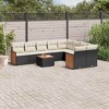 vidaXL 10 Piece Patio Sofa Set with Cushions Black Poly Rattan - Black and Cream With Table - 2 of 4