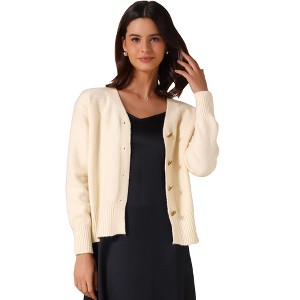 INSPIRE CHIC Women's Knit Button Down Long Sleeve Cardigan Sweater - 1 of 4