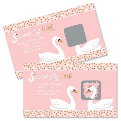 Big Dot of Happiness Swan Soiree - White Swan Baby Shower or Birthday Party Game Scratch Off Cards - 22 Count