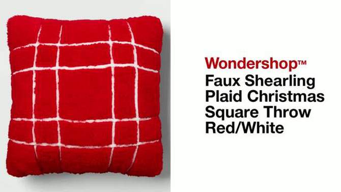 Faux Shearling Plaid Christmas Square Throw Red/White - Wondershop™, 2 of 6, play video