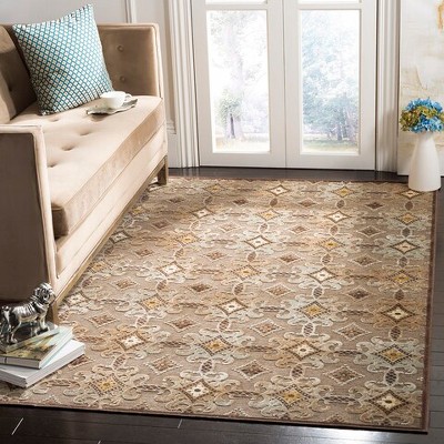 Handmade Brown Wool and Viscose Geometric Area Rug, 3'3" x 5'3"