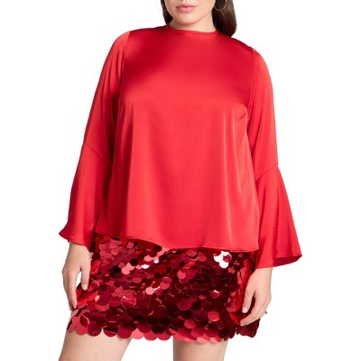 ELOQUII Women's Plus Size Open Back Flared Sleeve Top