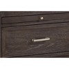Vynxaria Nightstand - Walnut Brown Finish, Mindi Veneers, Champagne Metal Base/Hardware, Pull-Out Shelf, Picture Frame Drawer Fronts - 4 of 4