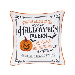 C&F Home 18" x 18" Halloween Tavern Pumpkin Jack-O-Lantern Accent Throw Pillow - 1 of 4