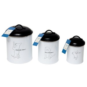 Country Living Pet Treat Storage Canister – Classic Dog Treat Canister, Elegant & Stylish Organization – Black & White (Set of 3) - 1 of 4
