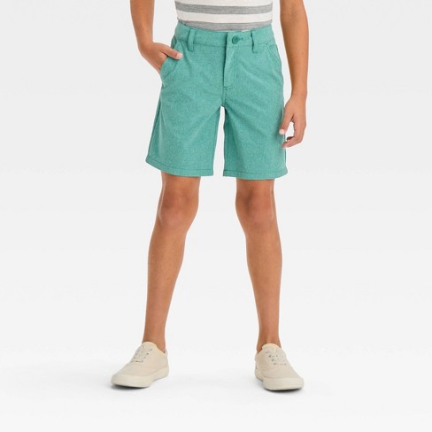 Boys' Quick Dry Flat Front 'At the Knee' Chino Shorts - Cat & Jack™ Dark  Green 18 Husky