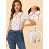 Allegra K Women's Floral 1950s Peter Pan Collar Button Down Tops - image 2 of 4