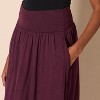 Women's Pull-On Jersey Midi Skirt - Stretchy Knit A-Line Skirt Burgundy - 4 of 4