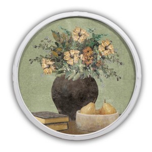 Creative Products Sage Floral and Pears Still Life 20 x 20 Round Framed Print - 1 of 4
