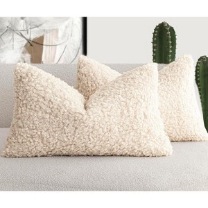 LISM 12"x20" Teddy Faux Fur Pillowcases,Decorative Lumbar Pillow Covers Set of 2 - 1 of 4