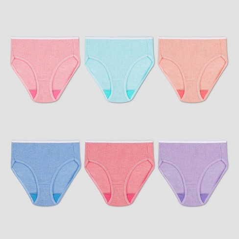 Hanes Girls' 6pk Cotton Ribbed Briefs - Colors May Vary 6