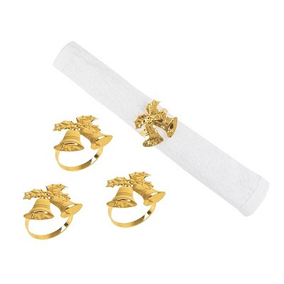 C&F Home Gold Bells Napkin Ring S/4