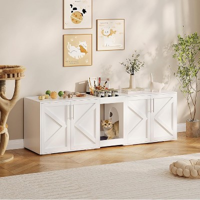 Acekool Dual Cat Litter Cabinet - Hidden Washroom with Storage