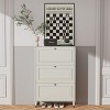 TiramisuBest Narrow Freestanding Shoe Storage Cabinet with 2 Flip Drawers, Natural Wood Legs – 8-16 Pairs Slim Entryway Organizer (Natural+White) - 4 of 4
