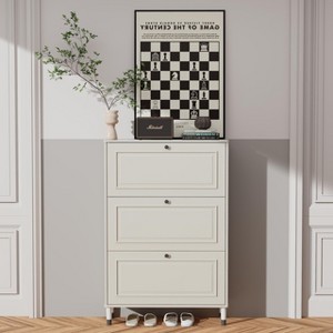 TIRAMISUBEST Narrow Shoe Rack Cabinet,Shoe Cabinet with 3 Flip Drawers, Freestanding Shoe Organizer with Legs - 1 of 4