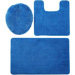 Ben&Jonah Elegant 3 Piece Bath Rug Set Elegant 1 Bath Rug (18" x 30"), 1 Contour Mat and 1 Toilet Seat Cover (APX 18" x 18") - 1 of 4