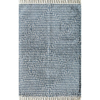 Braided Diamond Shag 8' x 10' Blue Synthetic Area Rug