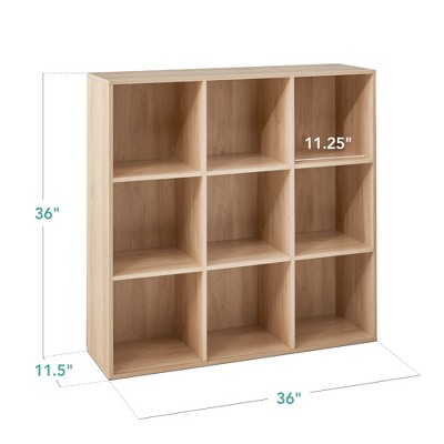 Light Oak 36" 9-Cube Storage Organizer with Removable Panels