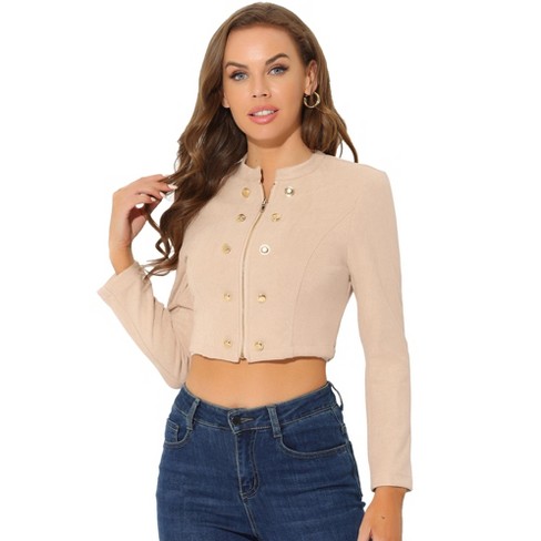 Cropped on sale jacket beige