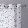 Kate Aurora 2 Piece Scroll Floral Embroidered Sheer Voile Grommet Top Window Curtains - 4 of 4