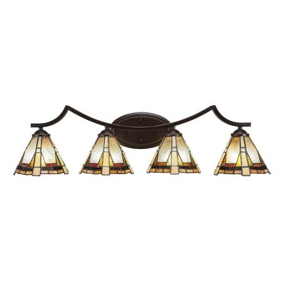 Toltec Lighting Zilo 4 - Light Vanity in  Dark Granite with 7" Zion Art Glass Shade