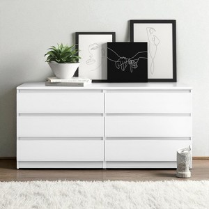 Mshliw 6 Drawer Double Dresser, Wide Storage Chest for Bedroom, Living Room, or Hallway with Anti-Tip Device and Scratch-Resistant Finish - 1 of 4