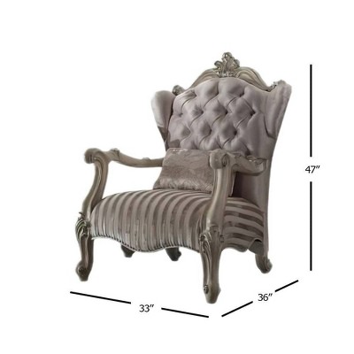 Elegant Crescent Bone White Velvet Accent Chair with Wood Accents
