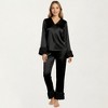 Anna-Kaci Lounge Women's Long Sleeve Pajama Set with Soft Button Front Top and Ruffled Cuff Trim Straight-Leg Pants - 3 of 4