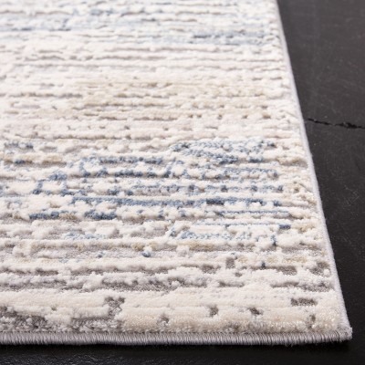 Gray and Cream Hand-Knotted Wool Abstract Rug 4' x 6'